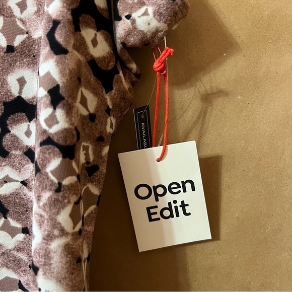 Open Edit | NWT Patterned Square Neck Mini Slip Dress Stretch Size M - Picture 4 of 9